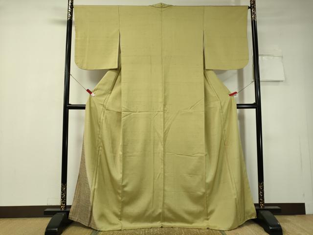 平和屋着物●訪問着　紬地　格子柄　正絹　逸品　CAAV4748vp