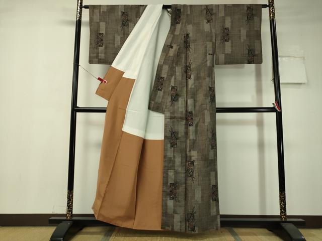 平和屋着物●本場大島紬　9マルキ　短冊花文　正絹　逸品　CAAV4758vp