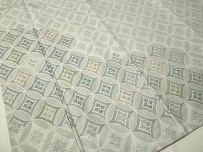 平和屋着物●都喜ヱ門 本場大島紬 訪問着 中国三大刺繍 スワトウ刺繍 白大島 9マルキ 七宝花文 藤絹織物謹製 正絹 逸品 CAAV4759vp