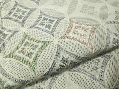 平和屋着物●都喜ヱ門 本場大島紬 訪問着 中国三大刺繍 スワトウ刺繍 白大島 9マルキ 七宝花文 藤絹織物謹製 正絹 逸品 CAAV4759vp