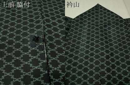 平和屋着物●上質な小紋　紬地　籠目文様　正絹　逸品　CAAV4765vp