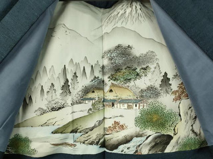 平和屋着物●男性 紬 アンサンブル 霞文 正絹 逸品 未使用 CAAV4774vp