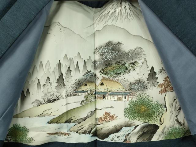 平和屋着物●男性 紬 アンサンブル 霞文 正絹 逸品 未使用 CAAV4774vp