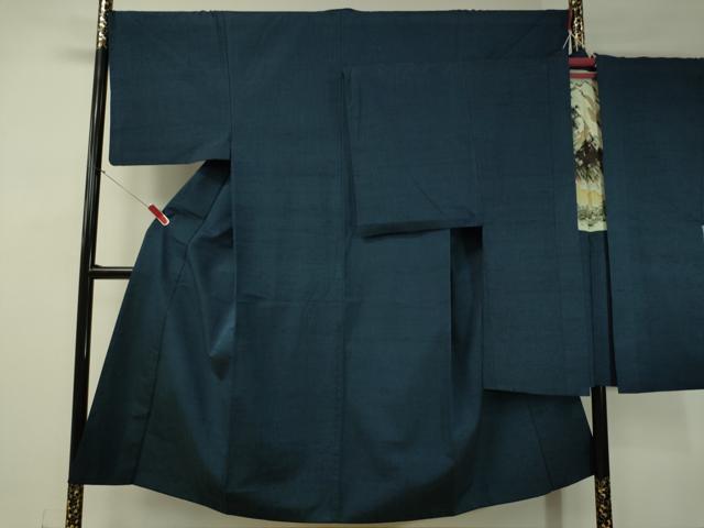 平和屋着物●男性 紬 アンサンブル 留紺色 正絹 逸品 CAAV4776vp