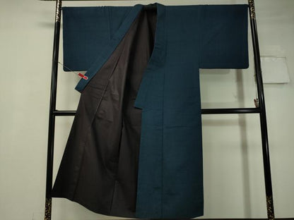 平和屋着物●男性 紬 アンサンブル 留紺色 正絹 逸品 CAAV4776vp