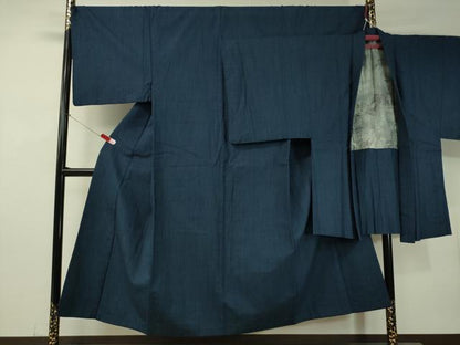 平和屋着物●男性　紬　アンサンブル　雨縞　正絹　逸品　CAAV4780vp