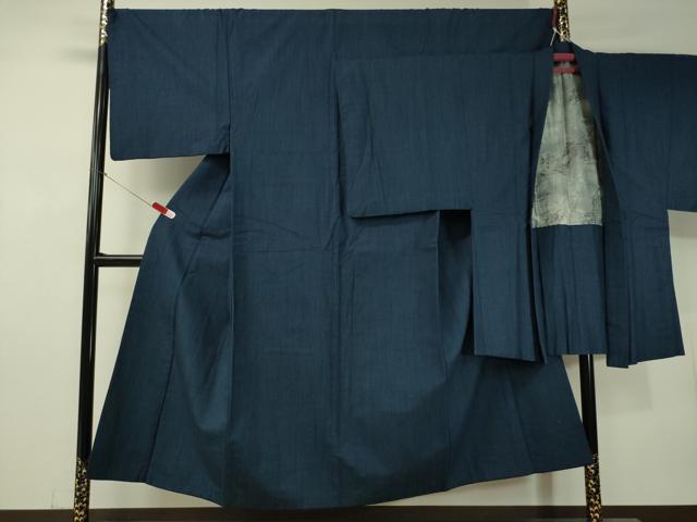 平和屋着物●男性　紬　アンサンブル　雨縞　正絹　逸品　CAAV4780vp