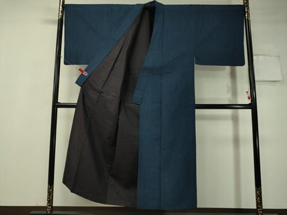 平和屋着物●男性　紬　アンサンブル　雨縞　正絹　逸品　CAAV4780vp