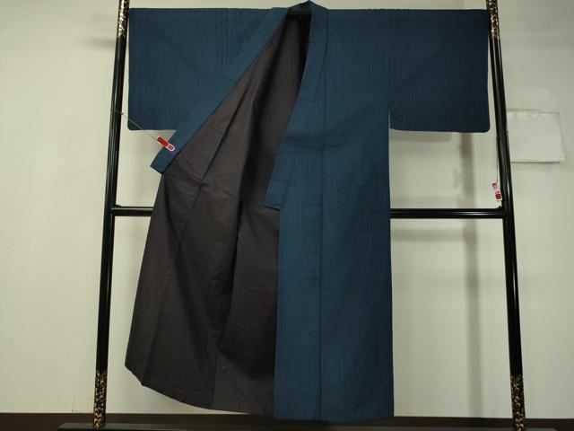 平和屋着物●男性　紬　アンサンブル　雨縞　正絹　逸品　CAAV4780vp