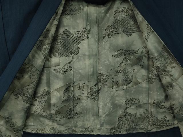 平和屋着物●男性　紬　アンサンブル　雨縞　正絹　逸品　CAAV4780vp