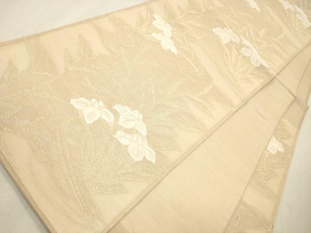 平和屋着物＊夏物 六通柄袋帯 流水草花文 金糸 正絹 逸品 CAAV4804eg