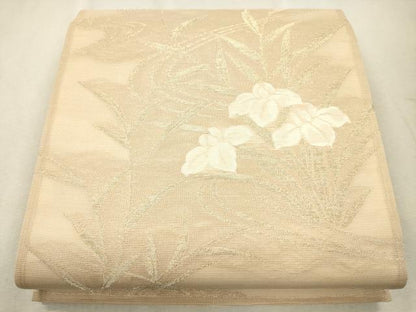 平和屋着物＊夏物 六通柄袋帯 流水草花文 金糸 正絹 逸品 CAAV4804eg