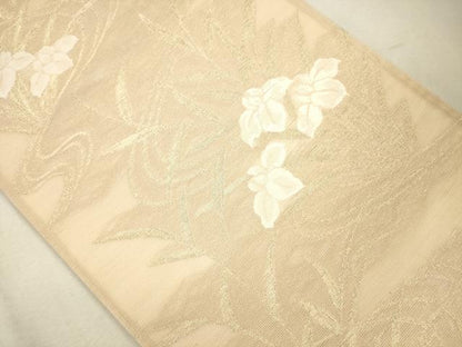 平和屋着物＊夏物 六通柄袋帯 流水草花文 金糸 正絹 逸品 CAAV4804eg