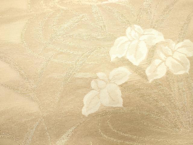 平和屋着物＊夏物 六通柄袋帯 流水草花文 金糸 正絹 逸品 CAAV4804eg