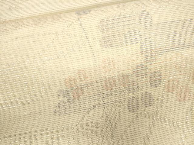 平和屋着物＊夏物　六通柄袋帯　流水草花文　銀糸　正絹　逸品　CAAV4812eg