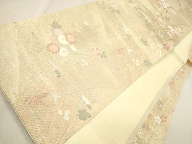 平和屋着物＊夏物 六通柄袋帯 花のうた 金銀糸 正絹 逸品 CAAV4849eg