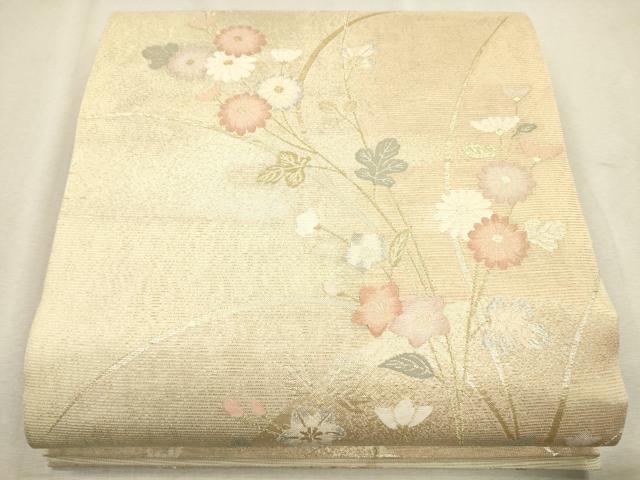 平和屋着物＊夏物 六通柄袋帯 花のうた 金銀糸 正絹 逸品 CAAV4849eg