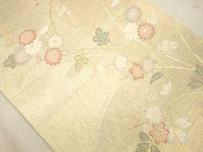 平和屋着物＊夏物 六通柄袋帯 花のうた 金銀糸 正絹 逸品 CAAV4849eg
