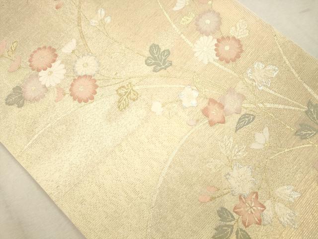 平和屋着物＊夏物 六通柄袋帯 花のうた 金銀糸 正絹 逸品 CAAV4849eg
