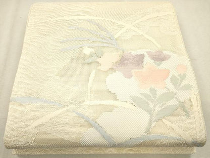 平和屋着物＊夏物 太鼓柄 本袋帯 地紙草花文 正絹 逸品 CAAV4861eg