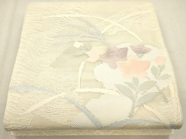 平和屋着物＊夏物 太鼓柄 本袋帯 地紙草花文 正絹 逸品 CAAV4861eg