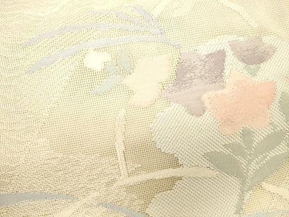 平和屋着物＊夏物 太鼓柄 本袋帯 地紙草花文 正絹 逸品 CAAV4861eg