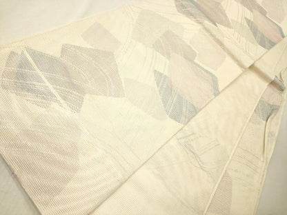 平和屋着物＊夏物　六通柄袋帯　色紙重ね文　銀糸　正絹　逸品　CAAV4890eg