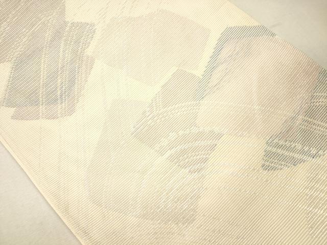 平和屋着物＊夏物　六通柄袋帯　色紙重ね文　銀糸　正絹　逸品　CAAV4890eg