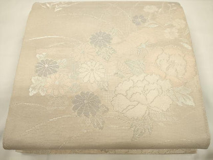 平和屋着物＊夏物 六通柄袋帯 草花文 銀糸 正絹 逸品 CAAV5066eg