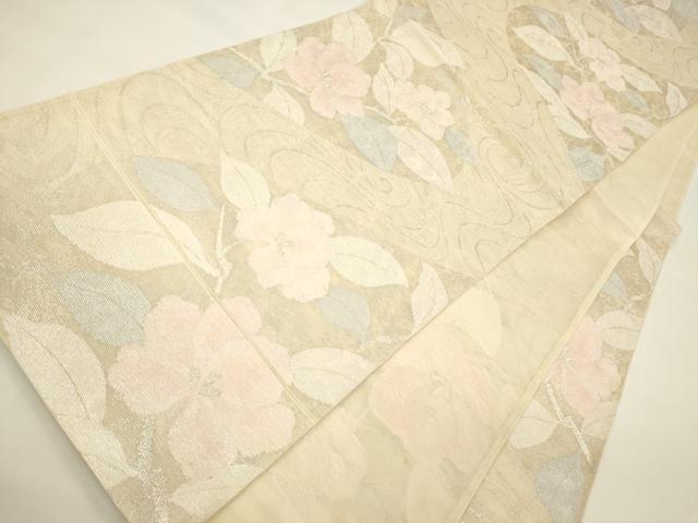 平和屋着物＊夏物 六通柄袋帯 流水草花文 銀糸 正絹 逸品 CAAV5070eg