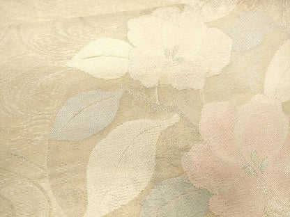 平和屋着物＊夏物 六通柄袋帯 流水草花文 銀糸 正絹 逸品 CAAV5070eg