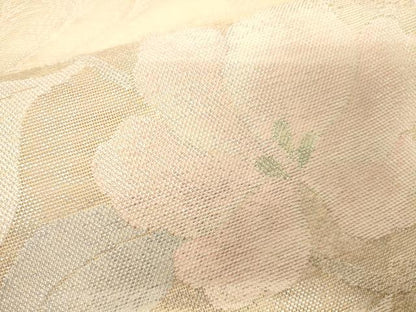 平和屋着物＊夏物 六通柄袋帯 流水草花文 銀糸 正絹 逸品 CAAV5070eg