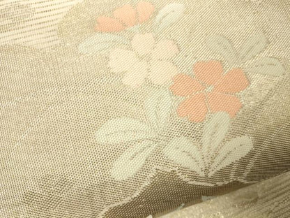平和屋着物＊夏物 六通柄袋帯 雲重ね流水草花文 金糸 正絹 逸品 CAAV5077eg