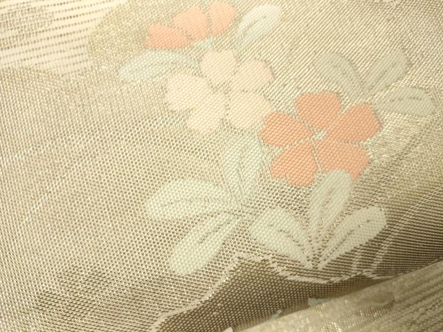 平和屋着物＊夏物 六通柄袋帯 雲重ね流水草花文 金糸 正絹 逸品 CAAV5077eg