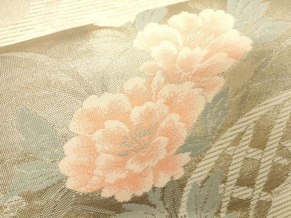 平和屋着物＊夏物 六通柄袋帯 雲重ね流水草花文 金糸 正絹 逸品 CAAV5077eg