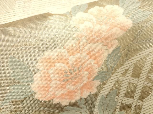 平和屋着物＊夏物 六通柄袋帯 雲重ね流水草花文 金糸 正絹 逸品 CAAV5077eg