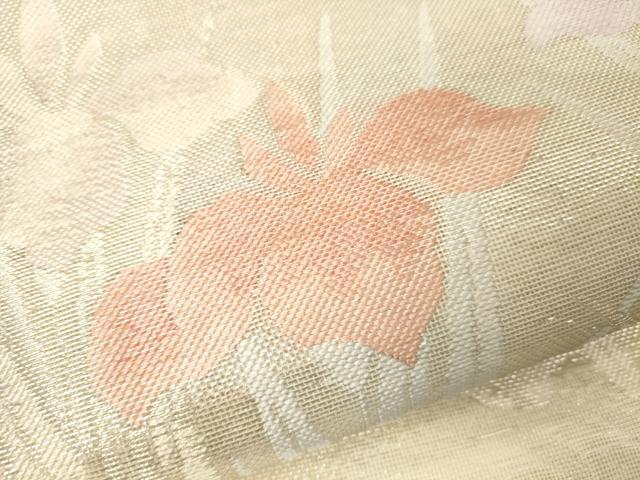 平和屋着物＊夏物　六通柄袋帯　流水草花文　銀糸　正絹　逸品　CAAV5082eg
