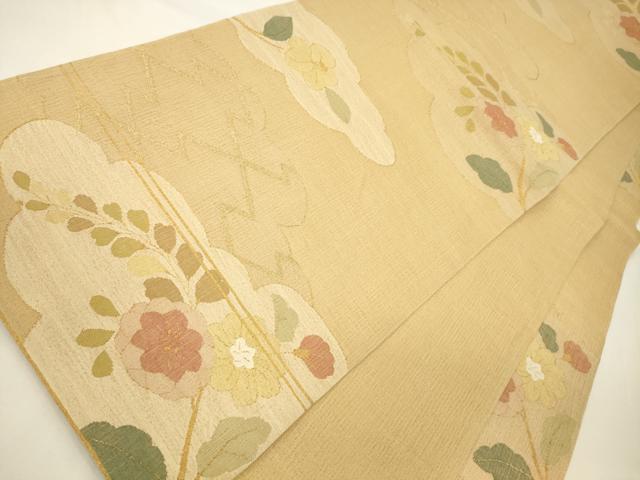 平和屋着物＊夏物 六通柄 京袋帯 雲重ね枝花文 金糸 正絹 逸品 CAAV5094eg