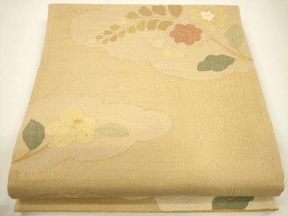 平和屋着物＊夏物 六通柄 京袋帯 雲重ね枝花文 金糸 正絹 逸品 CAAV5094eg