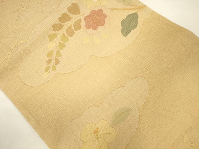 平和屋着物＊夏物 六通柄 京袋帯 雲重ね枝花文 金糸 正絹 逸品 CAAV5094eg