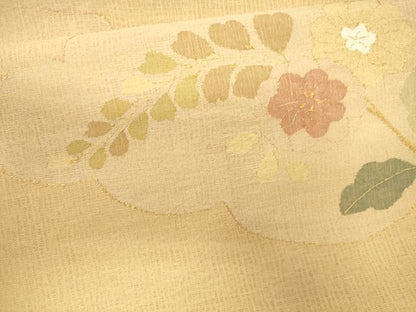 平和屋着物＊夏物 六通柄 京袋帯 雲重ね枝花文 金糸 正絹 逸品 CAAV5094eg