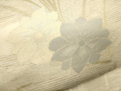 平和屋着物＊夏物　六通柄袋帯　草花文　金銀糸　正絹　逸品　CAAV5097eg