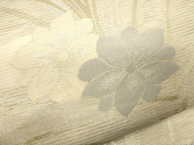 平和屋着物＊夏物　六通柄袋帯　草花文　金銀糸　正絹　逸品　CAAV5097eg