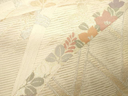 平和屋着物＊夏物 六通柄袋帯 籬流水草花文 金銀糸 正絹 逸品 CAAV5112eg