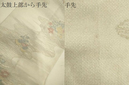 平和屋着物＊夏物 六通柄袋帯 流水草花文 金銀糸 正絹 逸品 CAAV5135eg