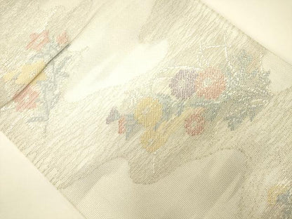 平和屋着物＊夏物 六通柄袋帯 流水草花文 金銀糸 正絹 逸品 CAAV5135eg