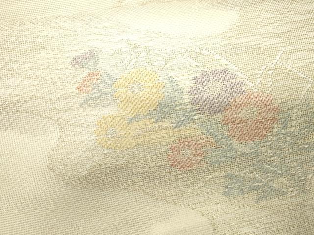 平和屋着物＊夏物 六通柄袋帯 流水草花文 金銀糸 正絹 逸品 CAAV5135eg