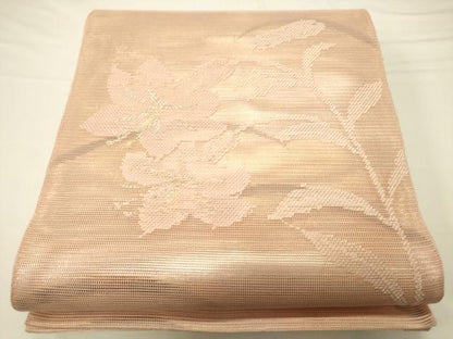 平和屋着物＊夏物　太鼓柄袋帯　芝花文　金銀糸　正絹　逸品　CAAV5149eg