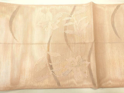 平和屋着物＊夏物　太鼓柄袋帯　芝花文　金銀糸　正絹　逸品　CAAV5149eg