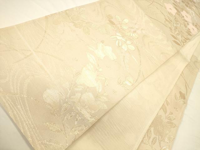 平和屋着物＊夏物　六通柄袋帯　流水草花文　金糸　正絹　逸品　CAAV5151eg